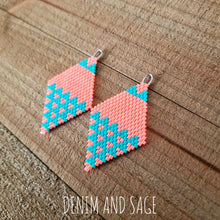 Load image into Gallery viewer, Flamingo and turquoise earrings. Indigenous handmade.