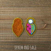 Load image into Gallery viewer, Neon flower (smaller) applique beaded earrings. Indigenous handmade.