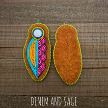 Load image into Gallery viewer, Neon flower (larger) applique beaded earrings. Indigenous handmade.