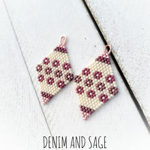 Load image into Gallery viewer, Rose gold flower beaded delica earrings. Indigenous Handmade