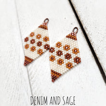 Load image into Gallery viewer, Sienna brown flower beaded delica earrings. Indigenous Handmade