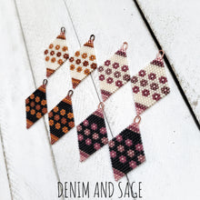 Load image into Gallery viewer, Sienna brown flower beaded delica earrings. Indigenous Handmade