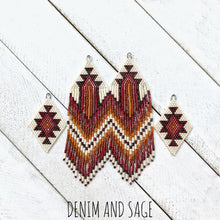 Load image into Gallery viewer, Dark red and burnt orange beaded earrings. Indigenous handmade.