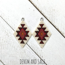 Load image into Gallery viewer, Dark red and burnt orange beaded earrings. Indigenous handmade.