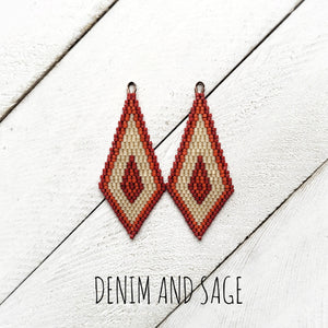 Maroon and Sienna beaded earrings. Indigenous Handmade.
