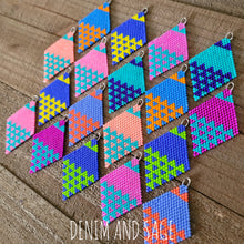 Load image into Gallery viewer, Neon pink and turquoise earrings. Indigenous handmade.
