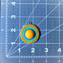 Load image into Gallery viewer, Seafoam and mustard earrings. Indigenous handmade.
