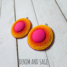 Load image into Gallery viewer, Pink sunrise earrings. Indigenous handmade.
