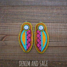 Load image into Gallery viewer, Neon flower (larger) applique beaded earrings. Indigenous handmade.
