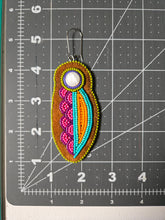 Load image into Gallery viewer, Neon flower applique beaded earrings. Indigenous handmade.
