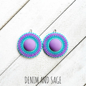 Purple and seafoam earrings. Indigenous handmade.