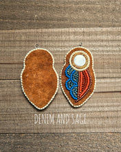 Load image into Gallery viewer, Rusy flower (smaller) applique beaded earrings. Indigenous handmade.
