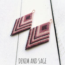 Load image into Gallery viewer, Rose gold diamond beaded earrings. Indigenous handmade.
