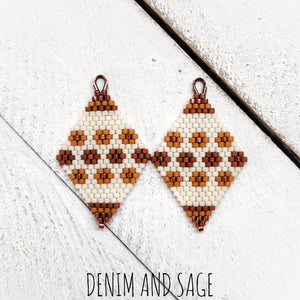 Sienna brown flower beaded delica earrings. Indigenous Handmade