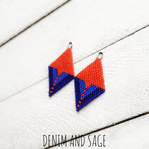 Blue and red earrings. Indigenous handmade.