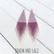 Load image into Gallery viewer, Purple beaded earrings. Indigenous handmade.
