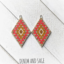 Load image into Gallery viewer, Yellow picasso and red beaded earrings. Indigenous handmade.
