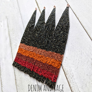 Copper, Dark red, burnt orange and speckled black beaded earrings. Indigenous handmade.