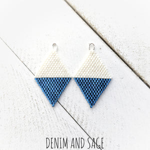 Ivory and frosted blue earrings. Indigenous handmade.