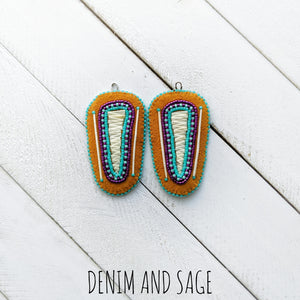 Quill teardrop earrings. Indigenous handmade.