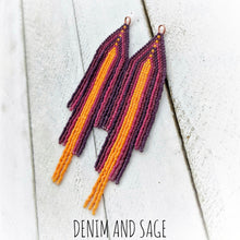 Load image into Gallery viewer, Harvest sunset dangle earrings. Indigenous handmade.
