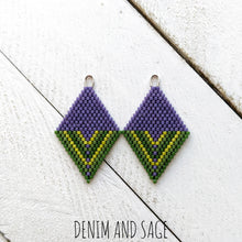 Load image into Gallery viewer, Purple and green spring flower bud earrings. Indigenous handmade.
