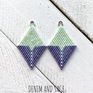 Mint and purple beaded earrings. Indigenous handmade.