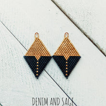 Load image into Gallery viewer, Matte black and gold beaded earrings. Indigenous handmade.
