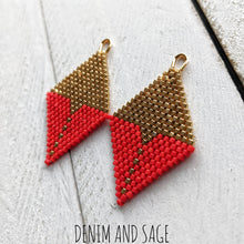 Load image into Gallery viewer, Matte red and gold beaded earrings. Indigenous handmade.
