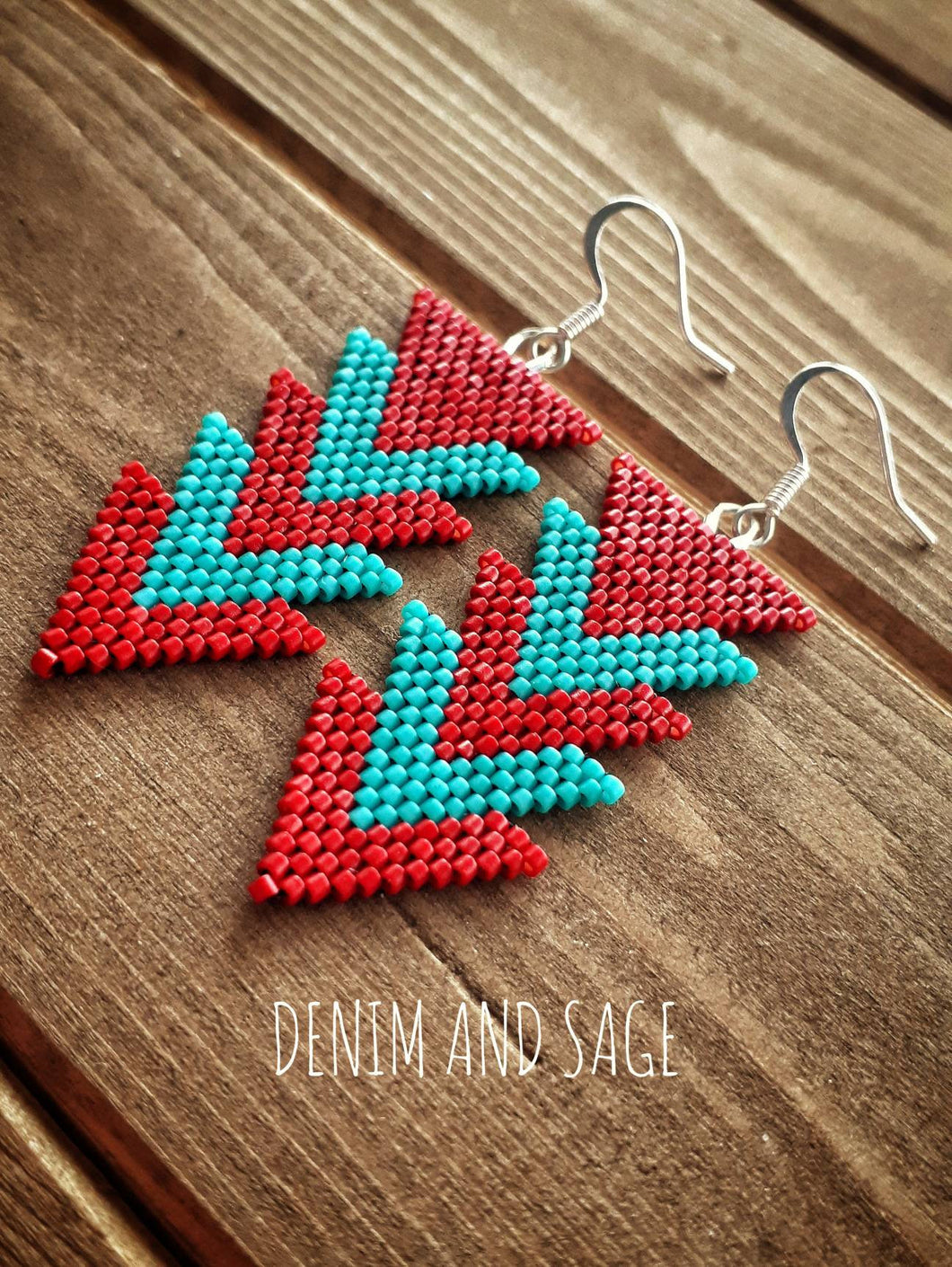 Red and turquoise arrow earrings. Indigenous handmade.