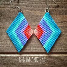 Load image into Gallery viewer, Summer ombre rainbow earrings. Indigenous handmade.
