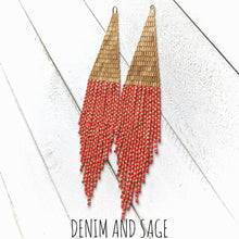 Load image into Gallery viewer, Red and Gold Xmas beaded earrings. Indigenous handmade.
